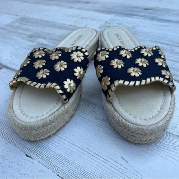 Jack Rogers Navy and Gold Sandals - Picture 2 of 13